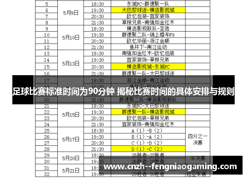 足球比赛标准时间为90分钟 揭秘比赛时间的具体安排与规则